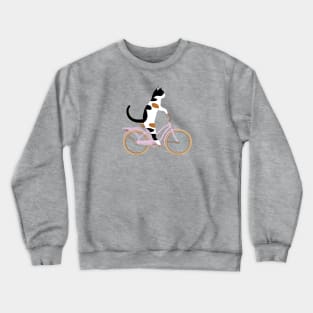 Cat on a Bicycle Funny Crewneck Sweatshirt